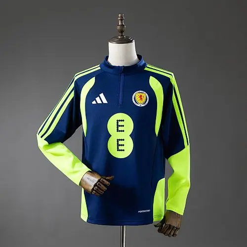 Camiseta de entrenamiento Escocia 2026 azul marino y verde fluorescente S-XXL10